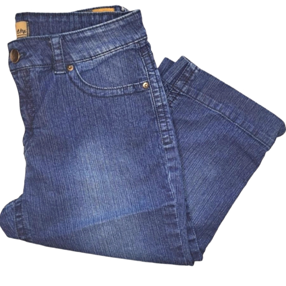 Beau Stretch Denim Capris Crop With Embroidered Pockets Size 10
